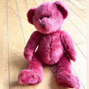 Russ Berrie & Co. “CHERI” Plush Teddy Bear Cherry Pink With Heart VALENTINES DAY